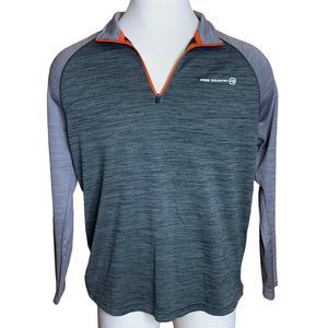 Free Country Micro Tech Knit Pullover Men's Size XL Heather Black 1/4 Zip Logo